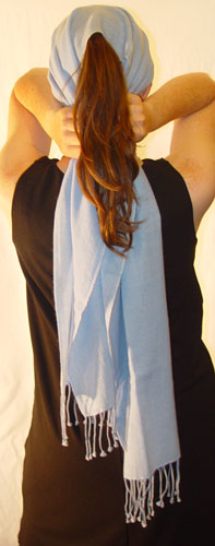 100% pashmina muffler, baby blue
