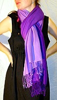 70% pashmina/30% silk fullsize shawl with ombre two-tone dying