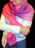 pashmina/silk 
fullsize shawl with ombre two-tone dying