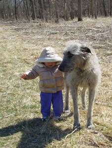 Liana with one of her Irish Wolfhounds
