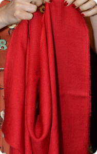 Sunrise Pashmina 100% cashmere shawl,   Crimson (#pm-25),  diamond weave,  ragged fringe
