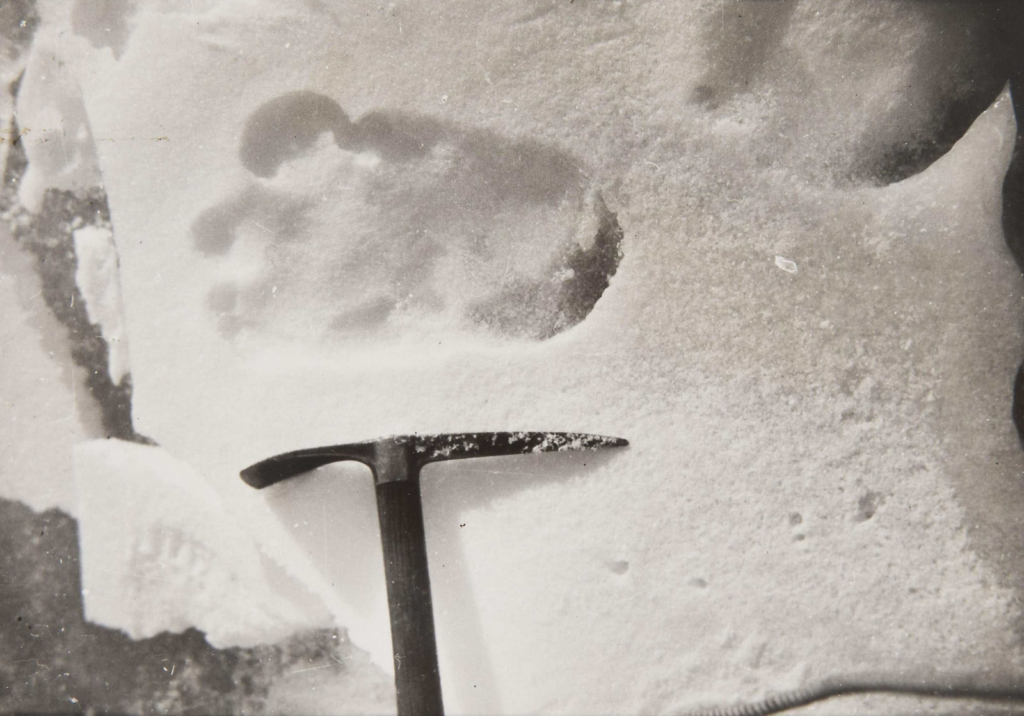 Eric Shipton's photo of so-called yeti photoprint, taken at Menlungtse, north of Rolwaling, Nepal