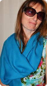 Sunrise Pashmina Pumori 100% cashmere shawl, Capri Breeze (#pm-072),  diamond weave,  ragged fringe