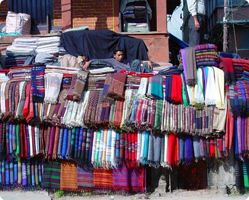 So-called pashmina shawls being sold in the streets of Kathmandu